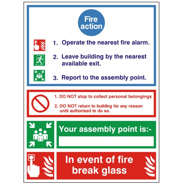 Fire Action Notice (Assembly Point) Sign 200mm x 300mm